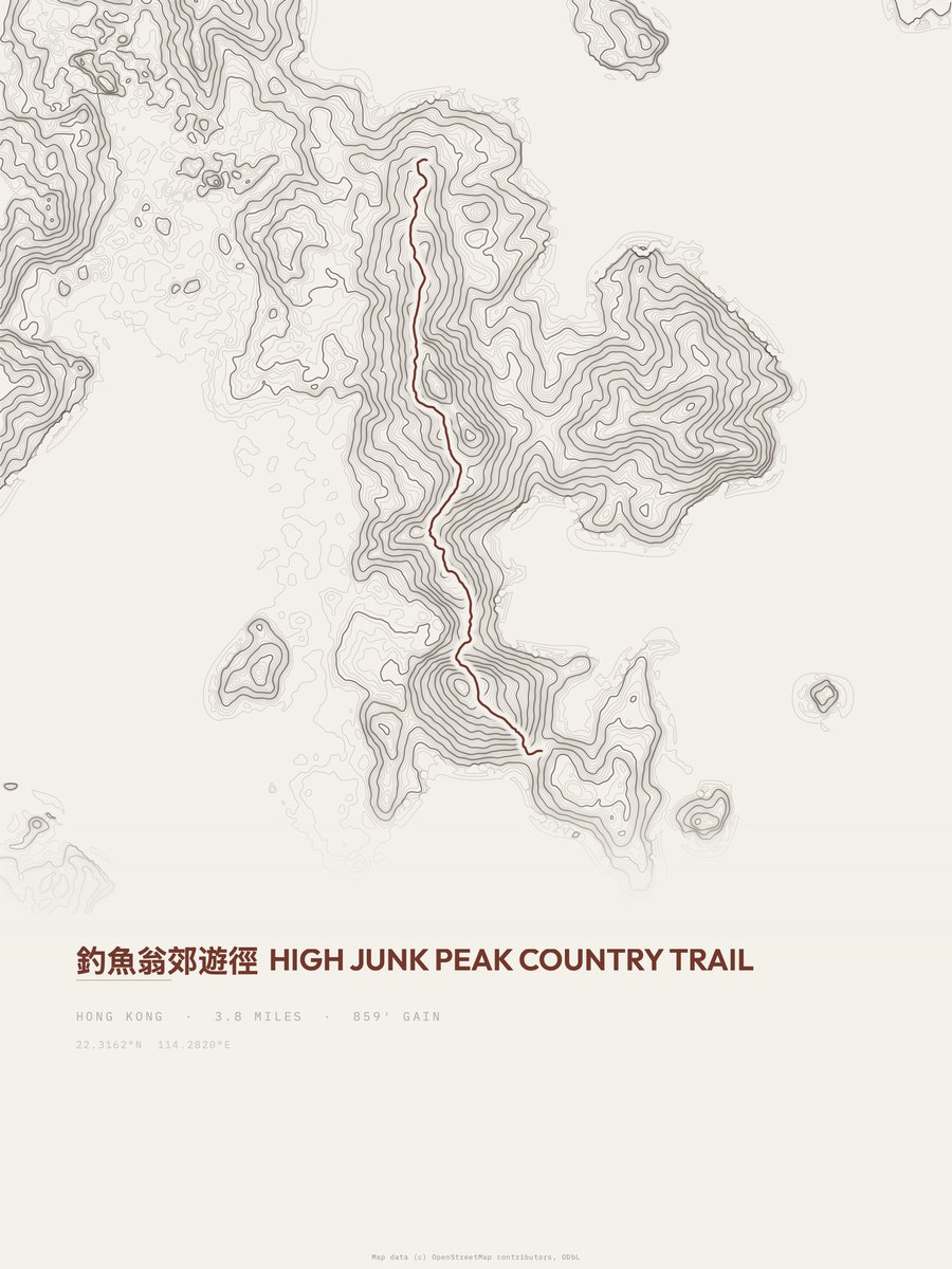 High Junk Peak Country Trail topographic trail print