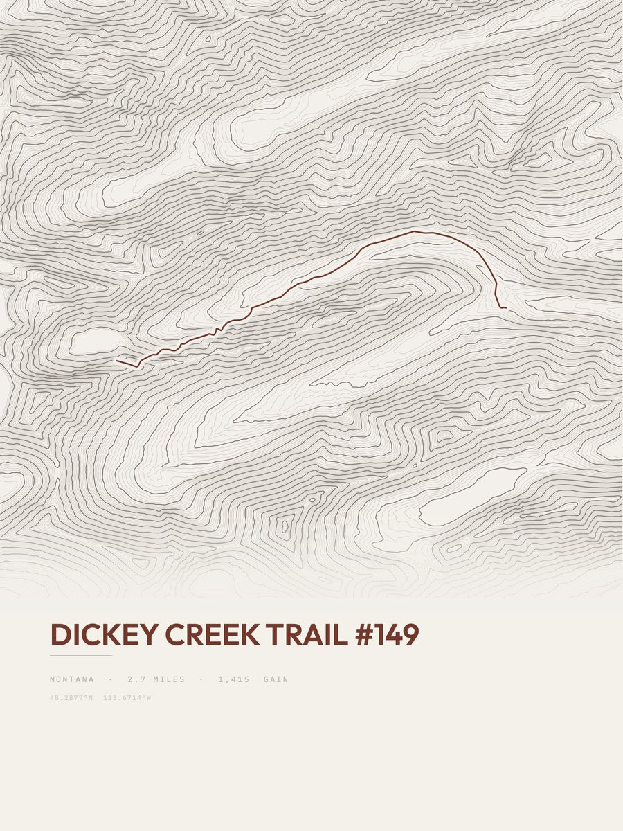 Dickey Creek Trail Topographic print