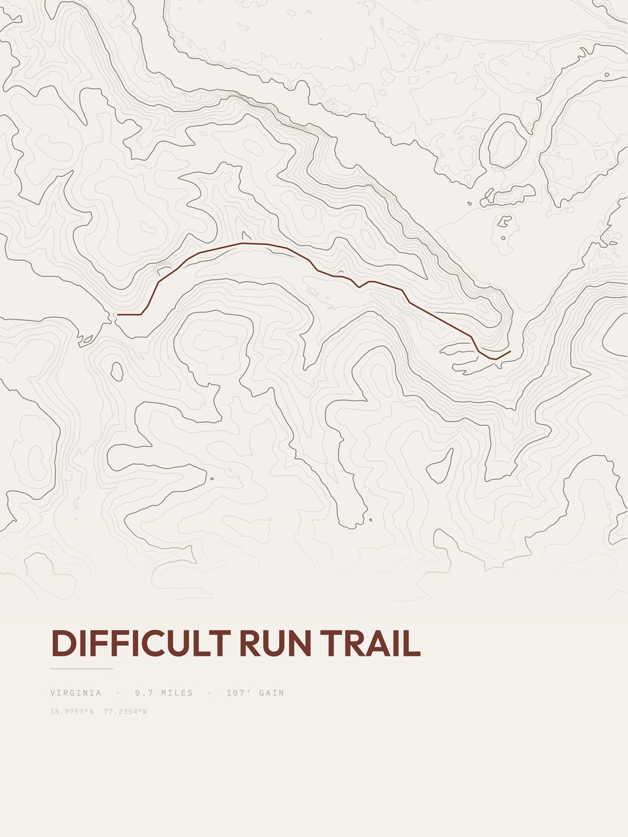 Difficult Run Trail Topographic print