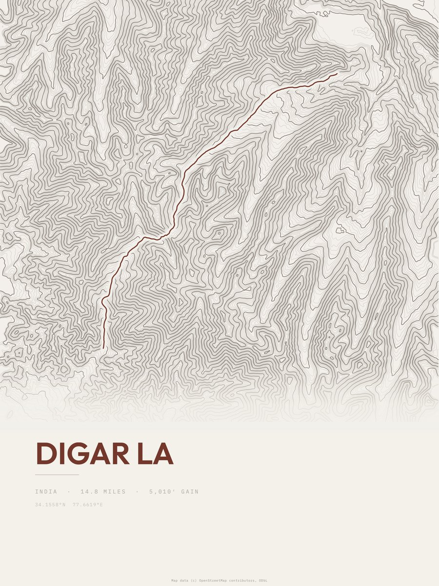 Digar La topographic trail print