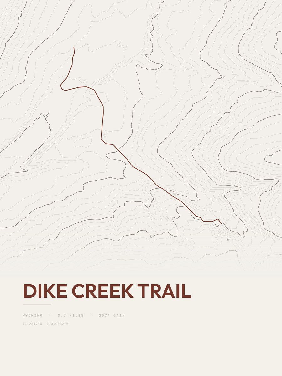 Dike Creek Trail topographic trail print