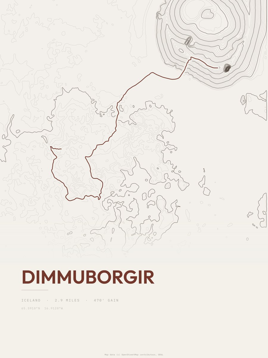 Dimmuborgir topographic trail print