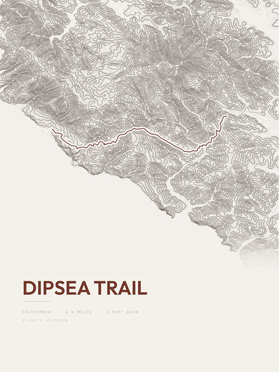 Dipsea Trail Topographic print