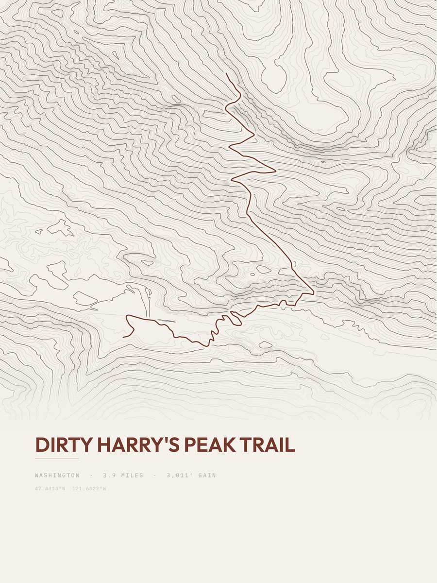 Dirty Harry's Peak Trail Topographic print
