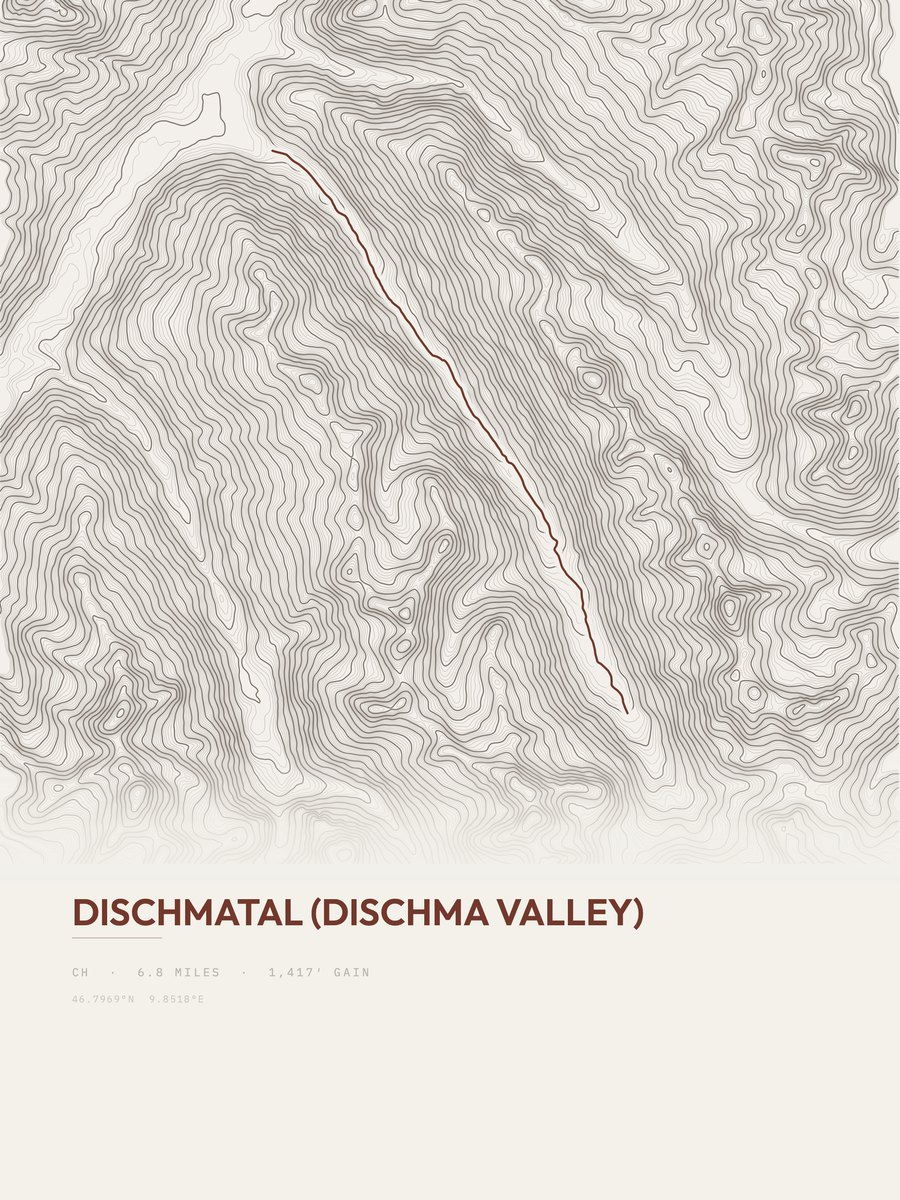 Dischmatal (Dischma Valley) topographic trail print