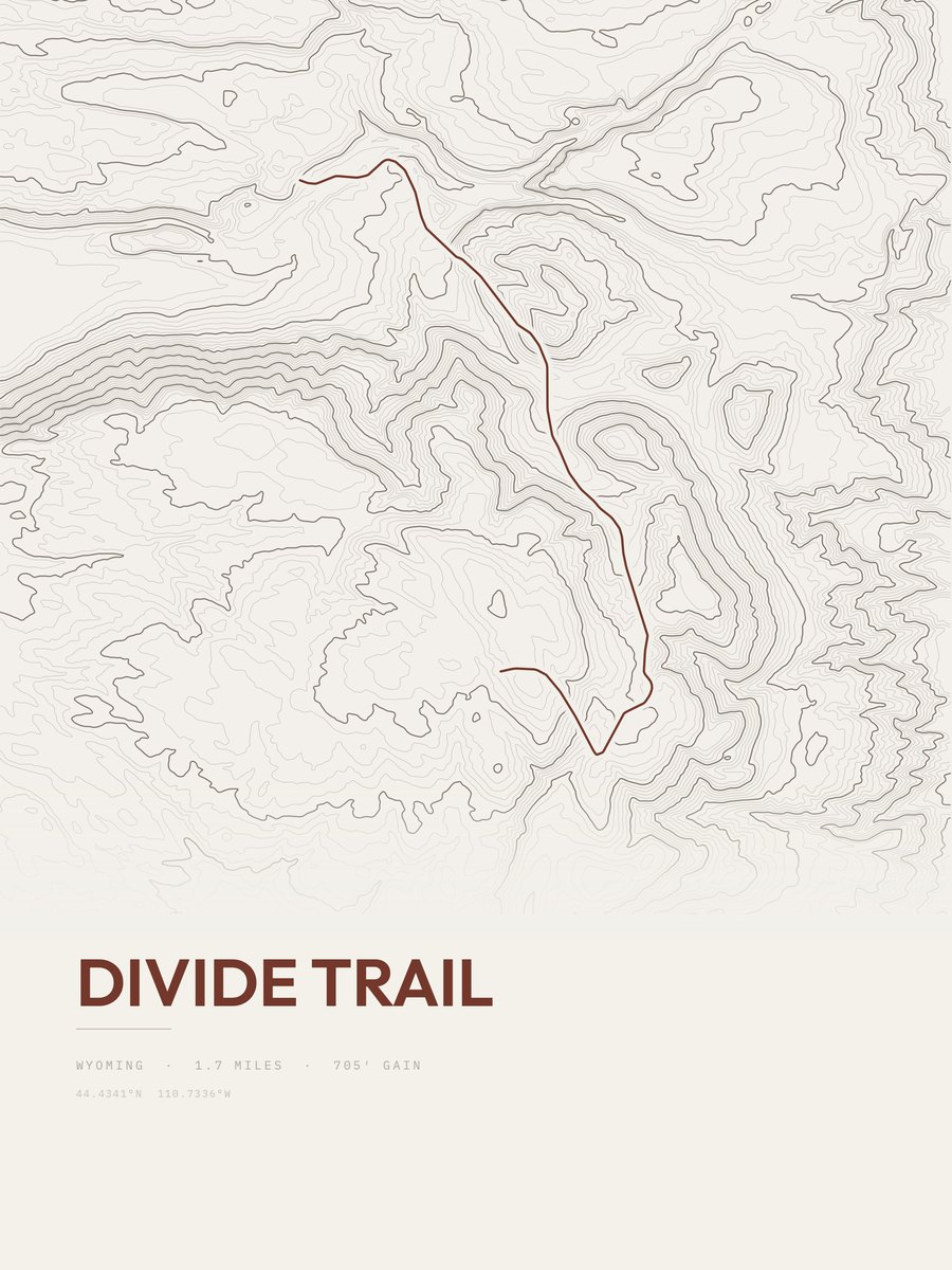 Divide Trail topographic trail print