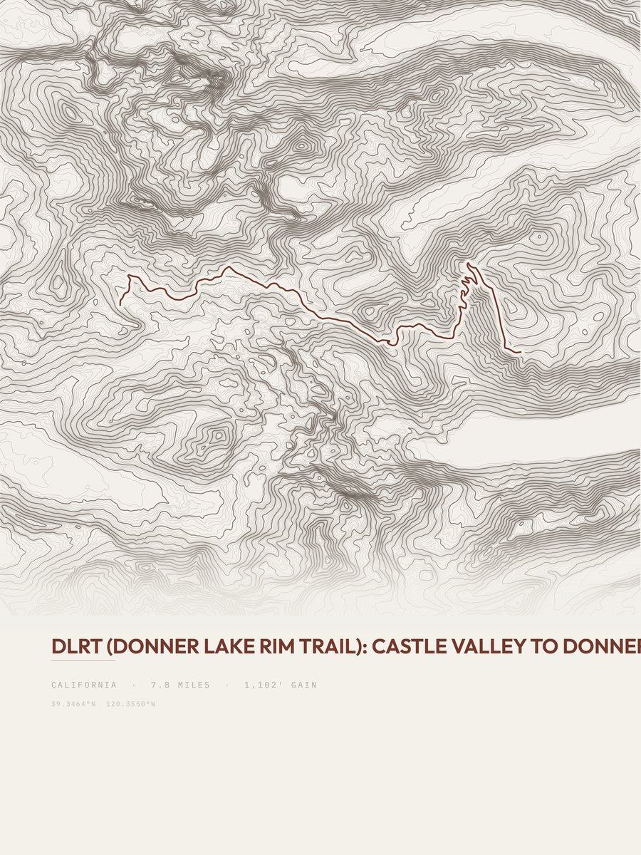 Donner Lake Rim Trail topographic trail print