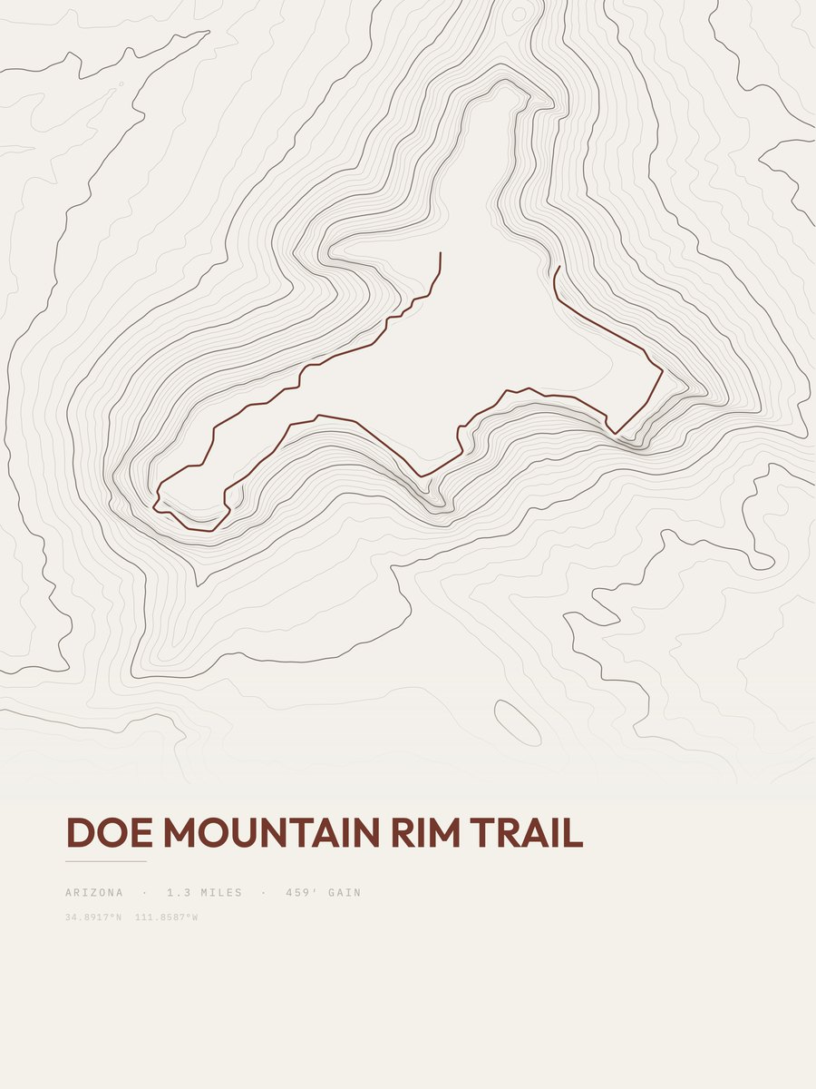 Doe Mountain Rim Trail topographic trail print