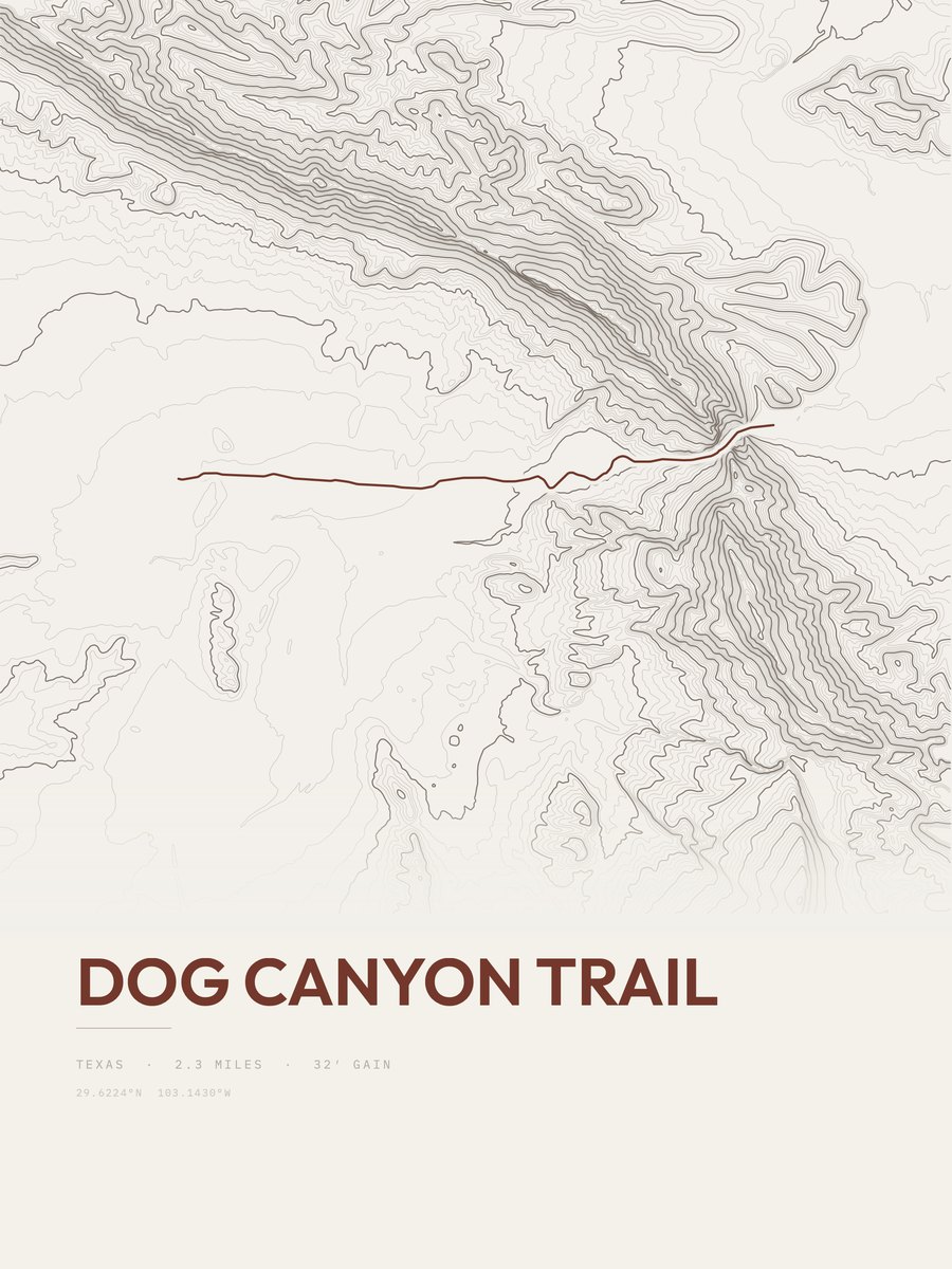 Dog Canyon Trail topographic trail print