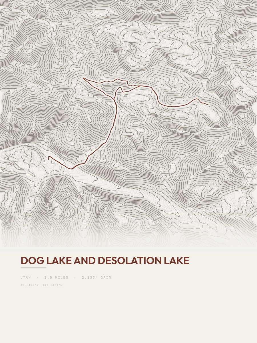 Dog Lake and Desolation Lake Topographic print