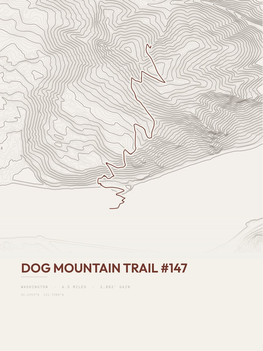 Dog Mountain Trail topographic trail print