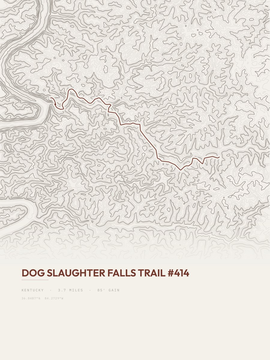 Dog Slaughter Falls Trail topographic trail print