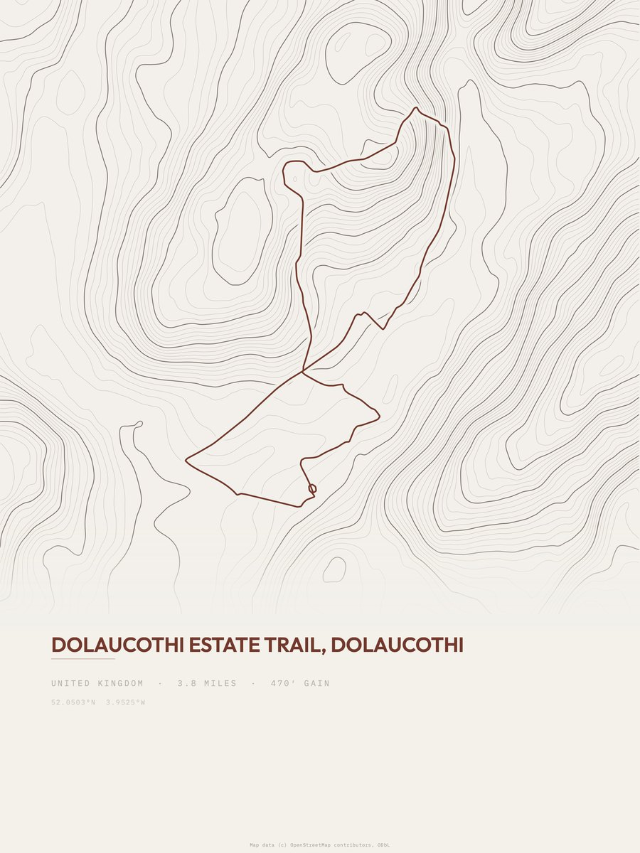Dolaucothi Estate Trail Topographic print