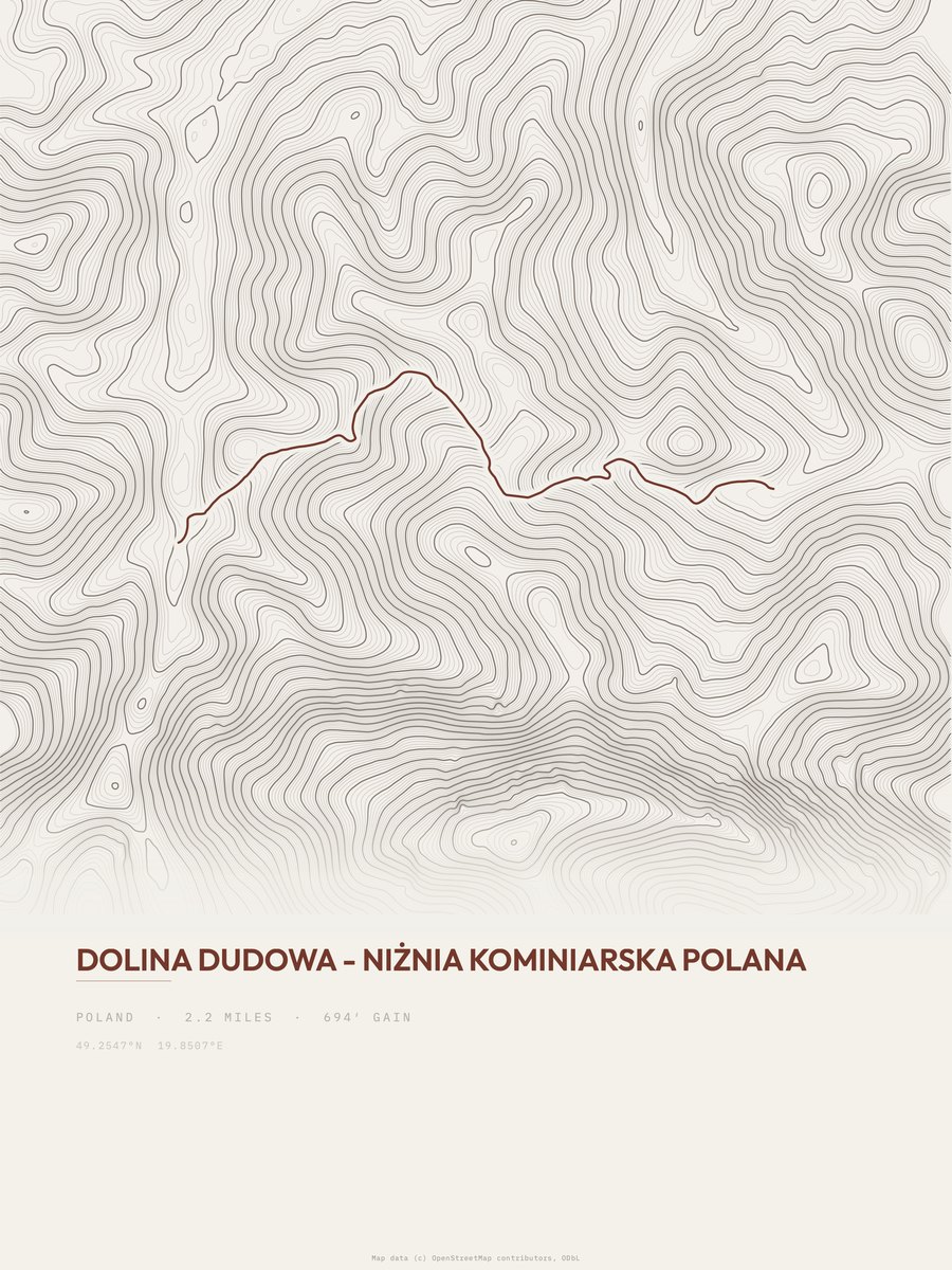 Niżnia Kominiarska Polana Topographic print