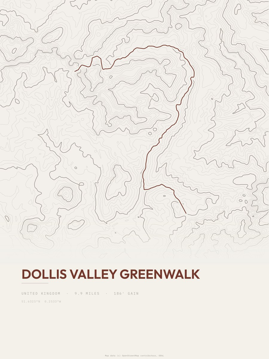 Dollis Valley Greenwalk Topographic print