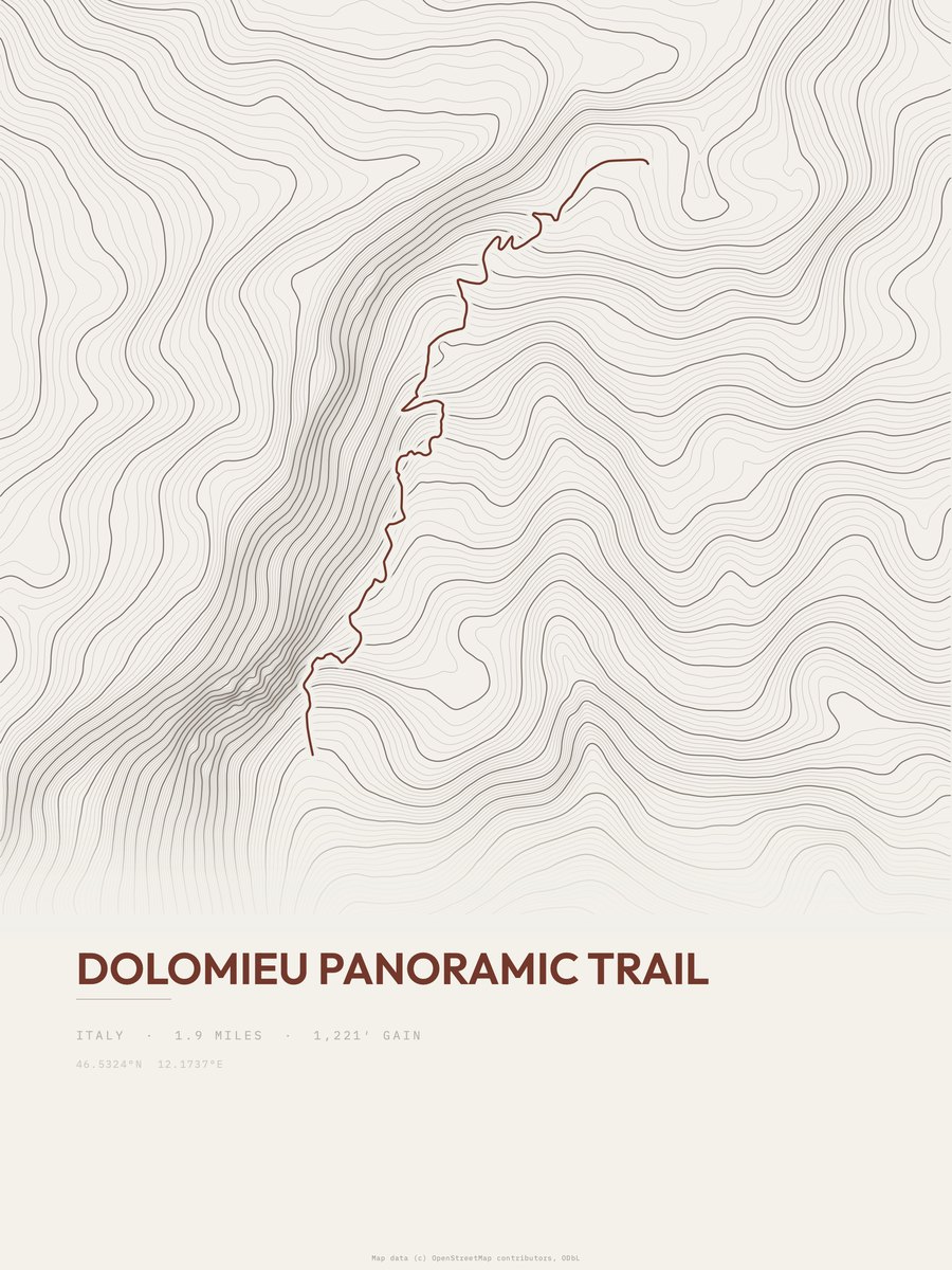 Dolomieu Panoramic Trail Topographic print