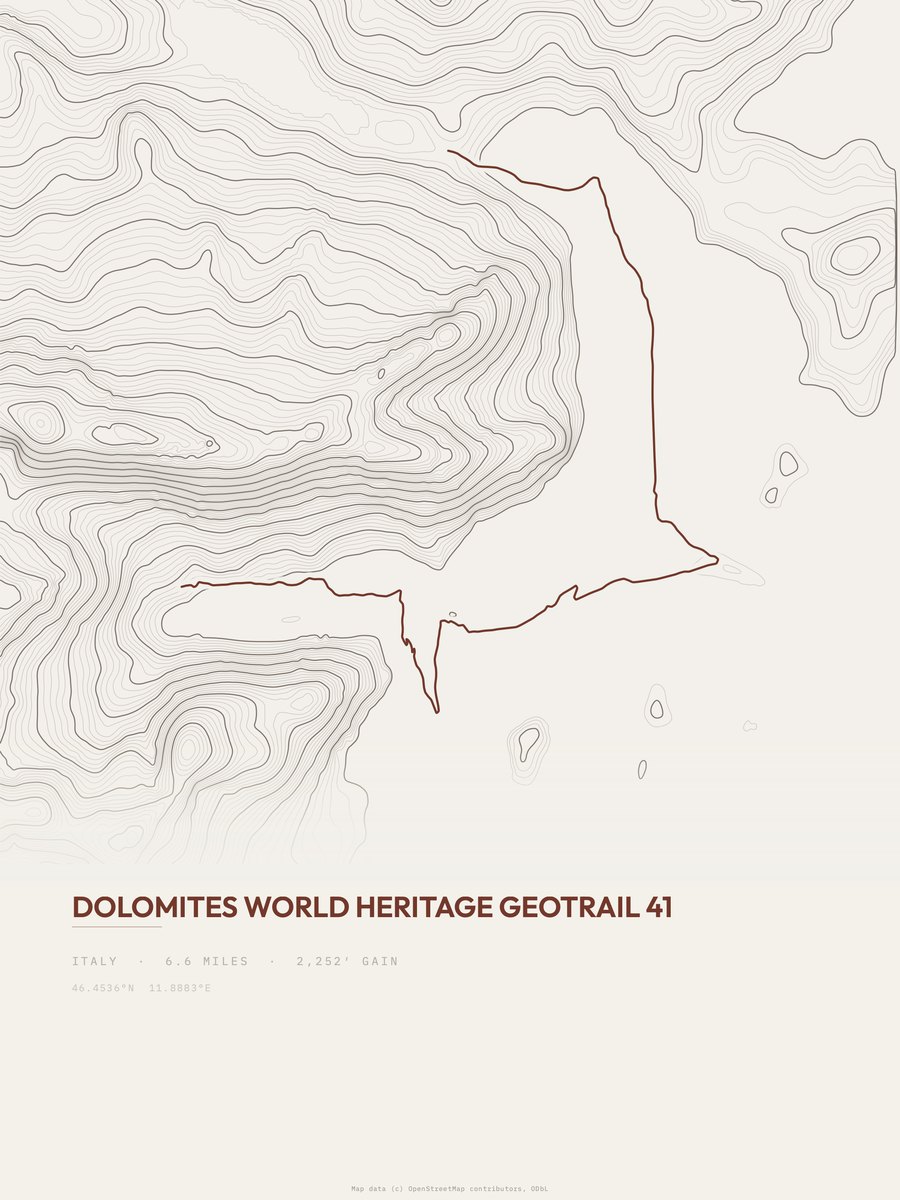 Dolomites Geotrail topographic trail print