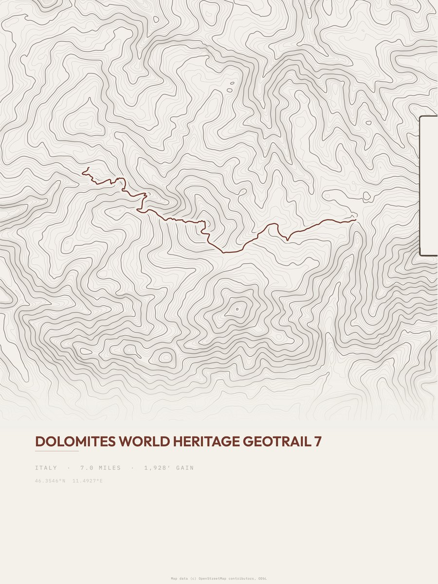 Dolomites Geotrail topographic trail print