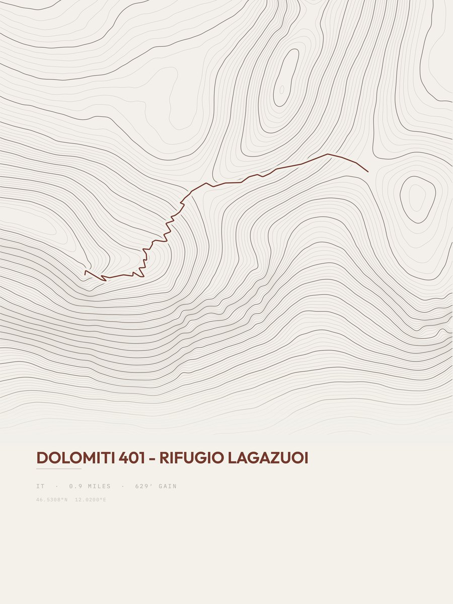 Dolomiti 401 topographic trail print