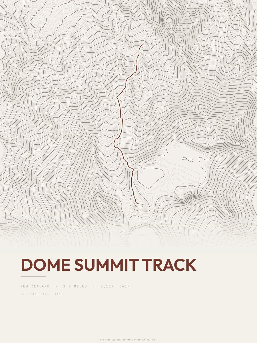 Dome Summit Track topographic trail print