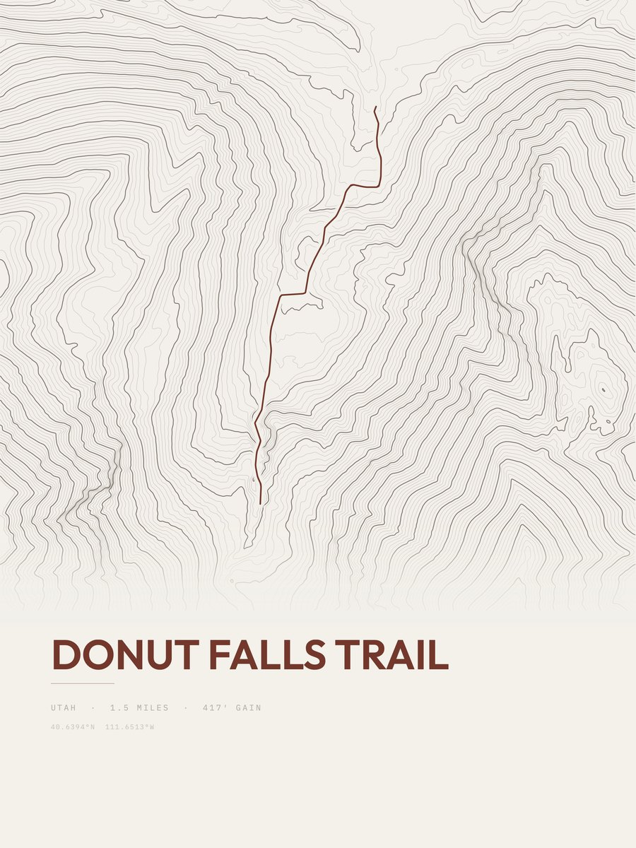 Donut Falls Trail Topographic print