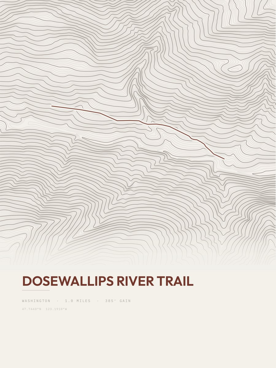 Dosewallips River Trail topographic trail print