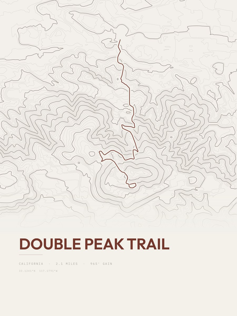 Double Peak Trail Topographic print
