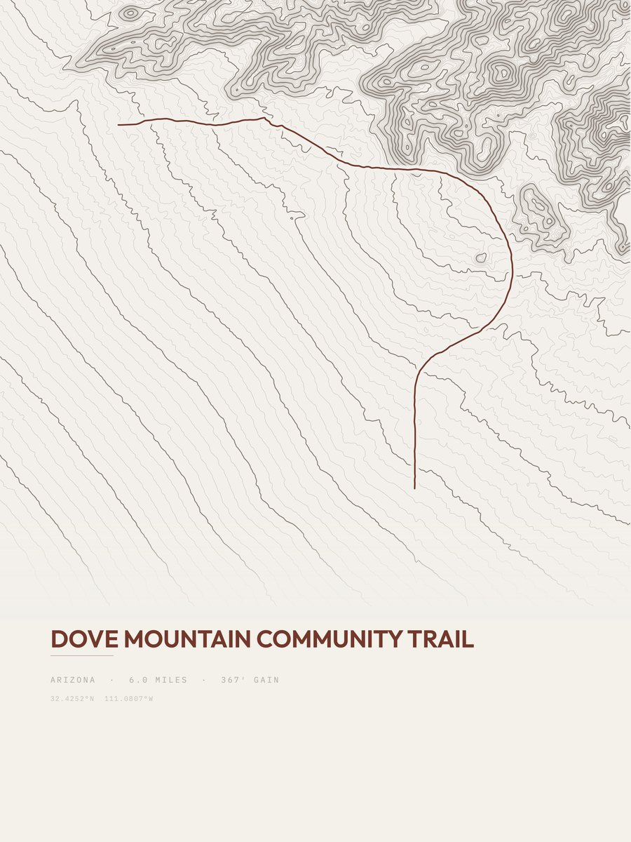 Dove Mountain Community Trail topographic trail print