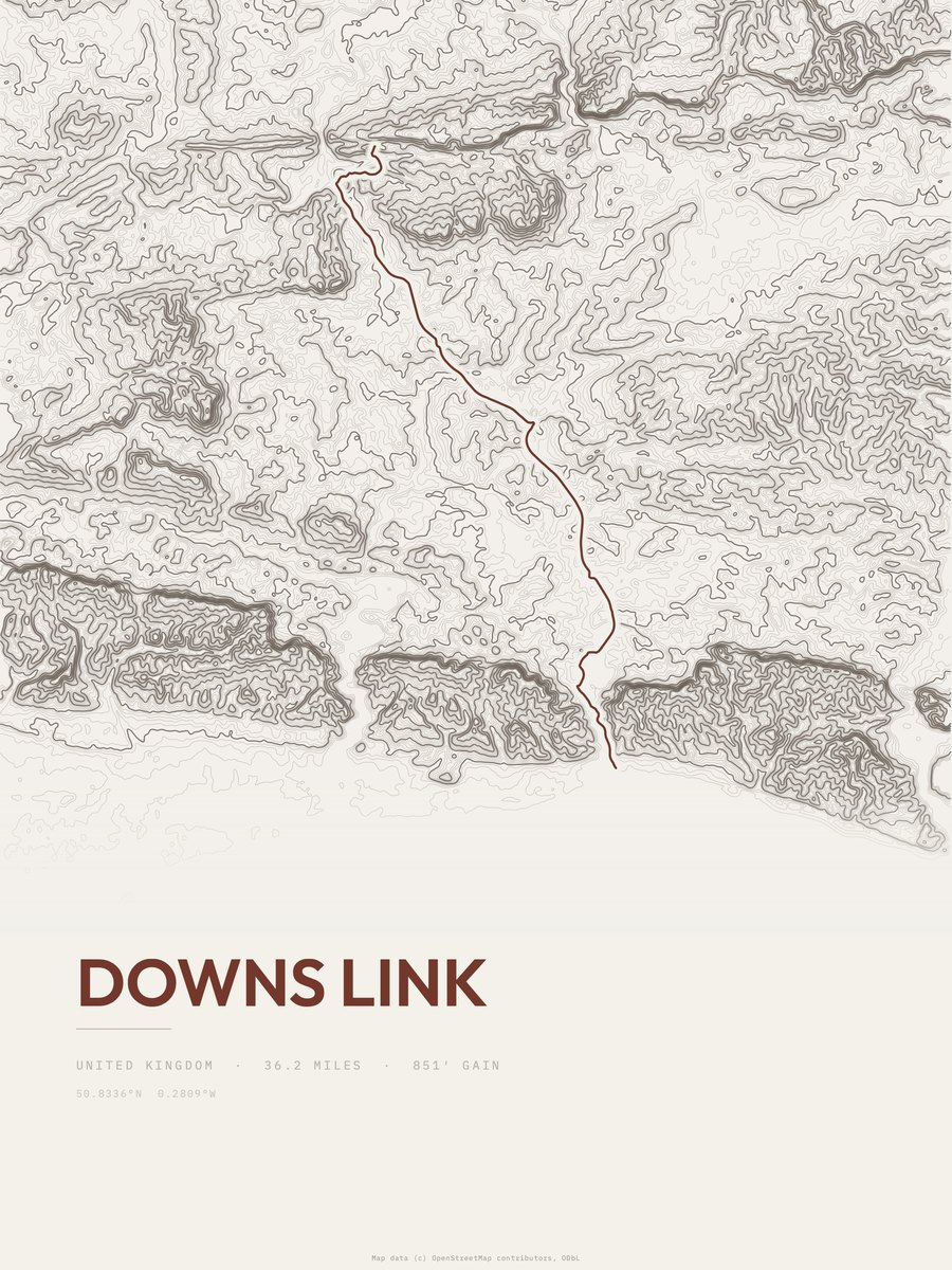 Downs Link Topographic print