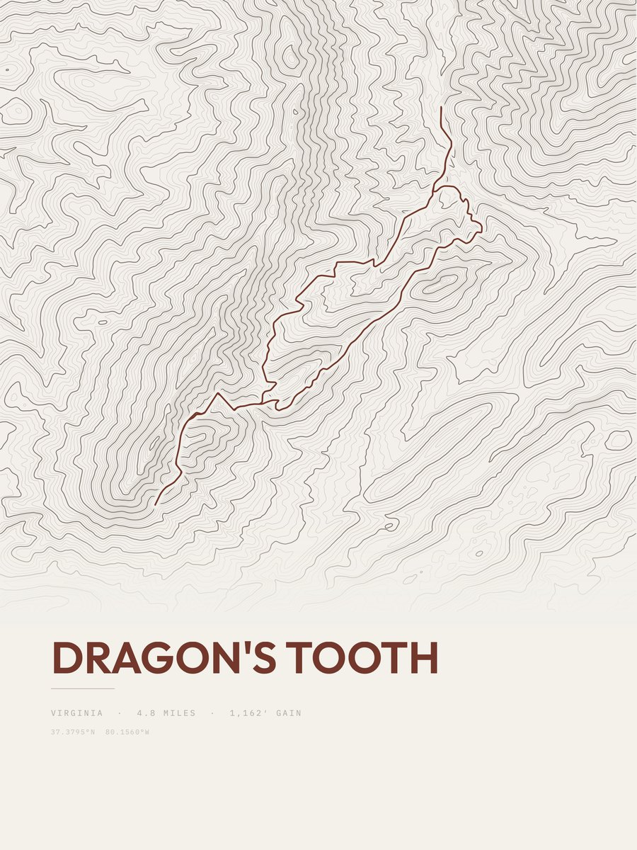 Dragon's Tooth Topographic print