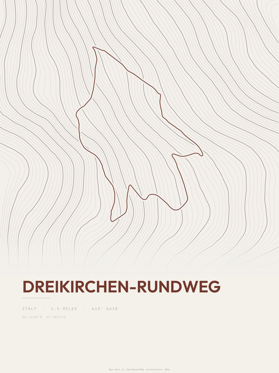 Dreikirchen-Rundweg Topographic print