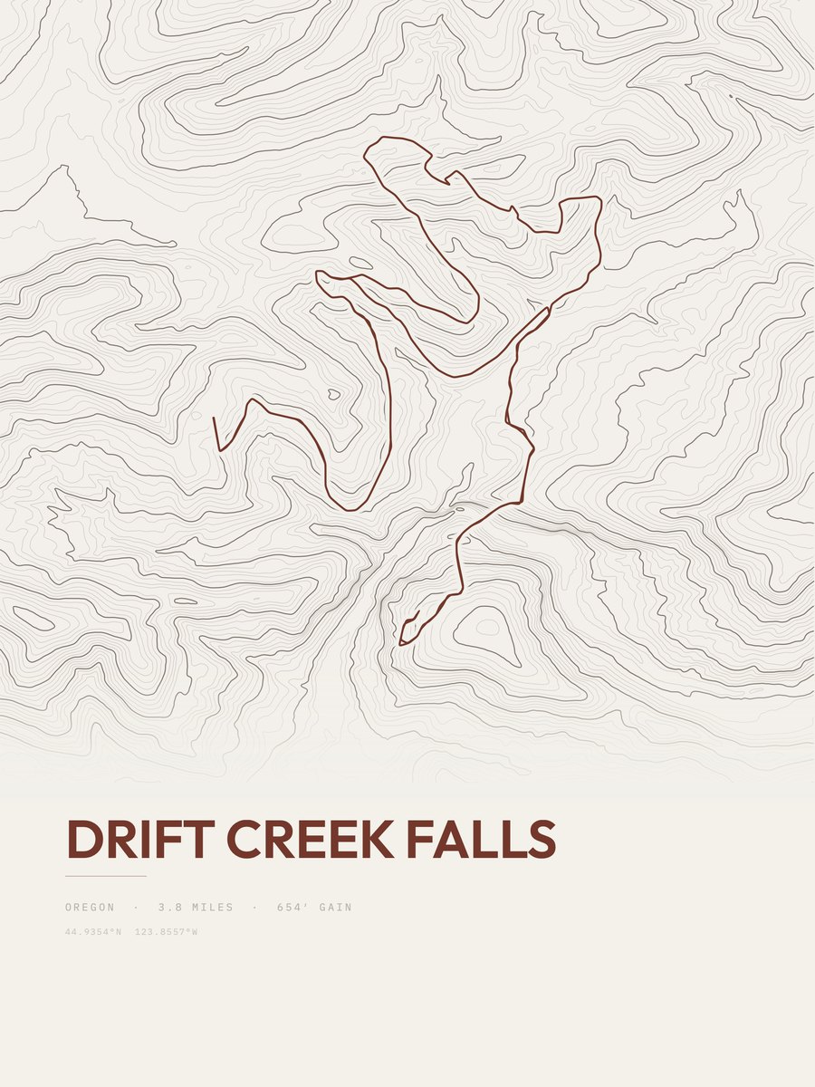 Drift Creek Falls Topographic print