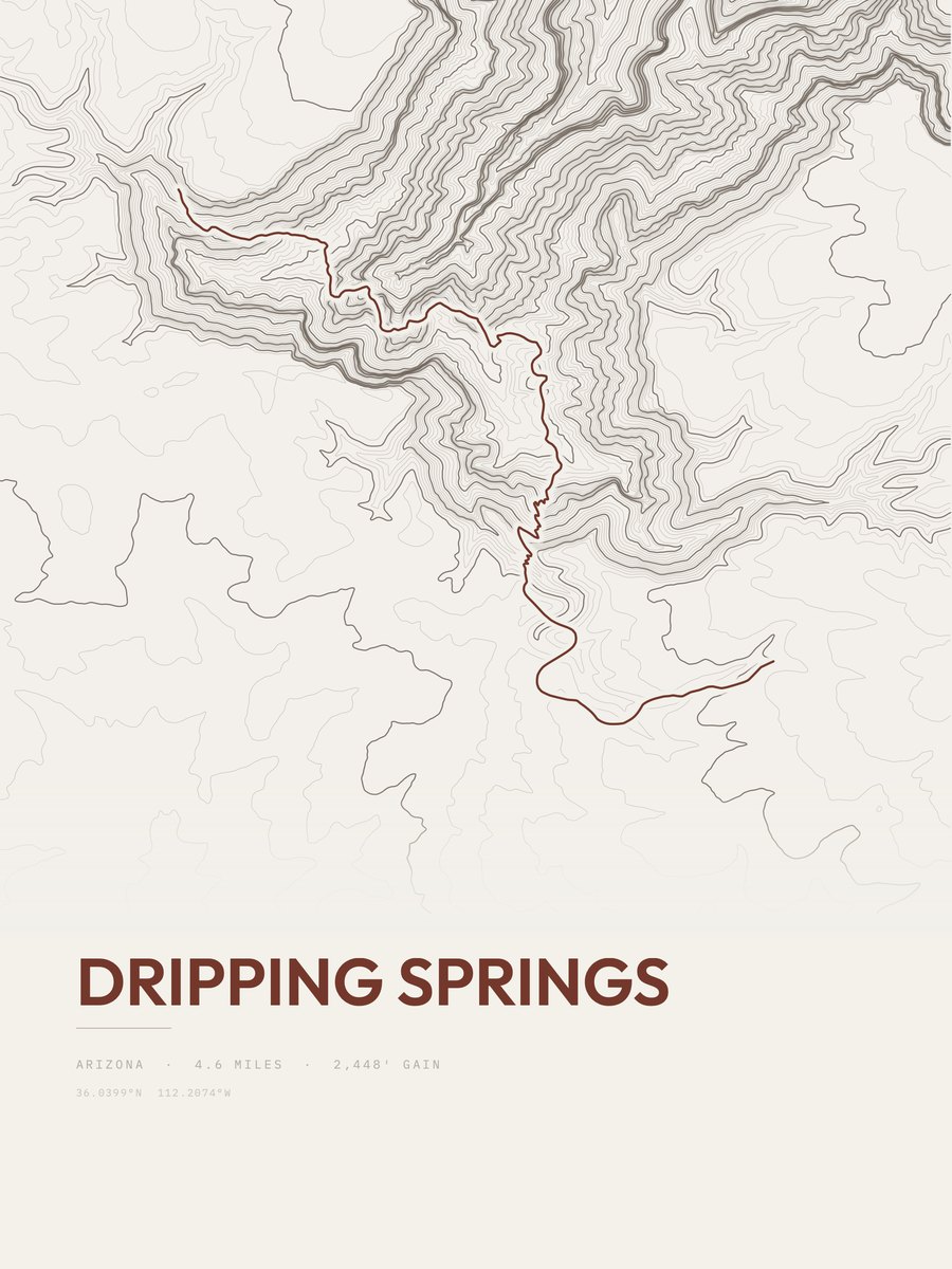 Dripping Springs topographic trail print