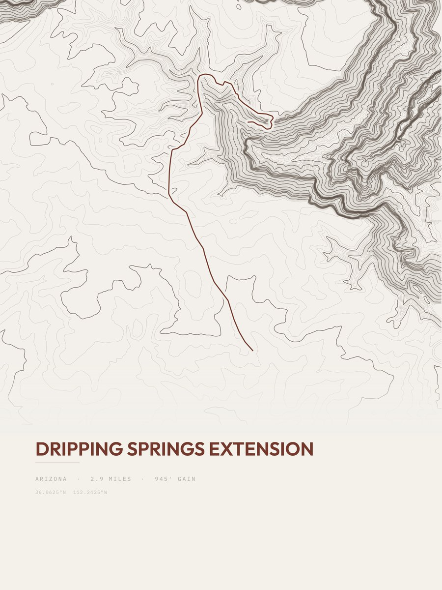 Dripping Springs Extension topographic trail print