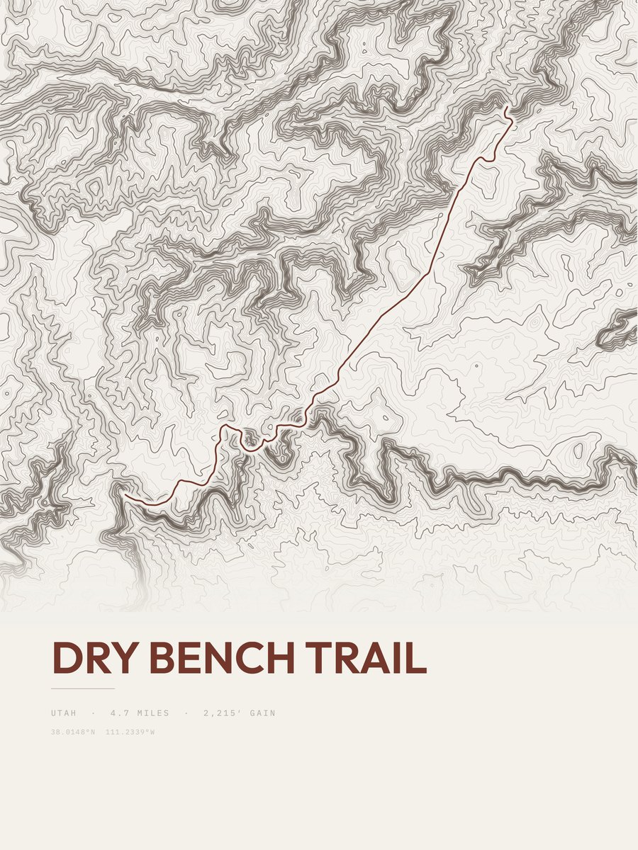 Dry Bench Trail Topographic print
