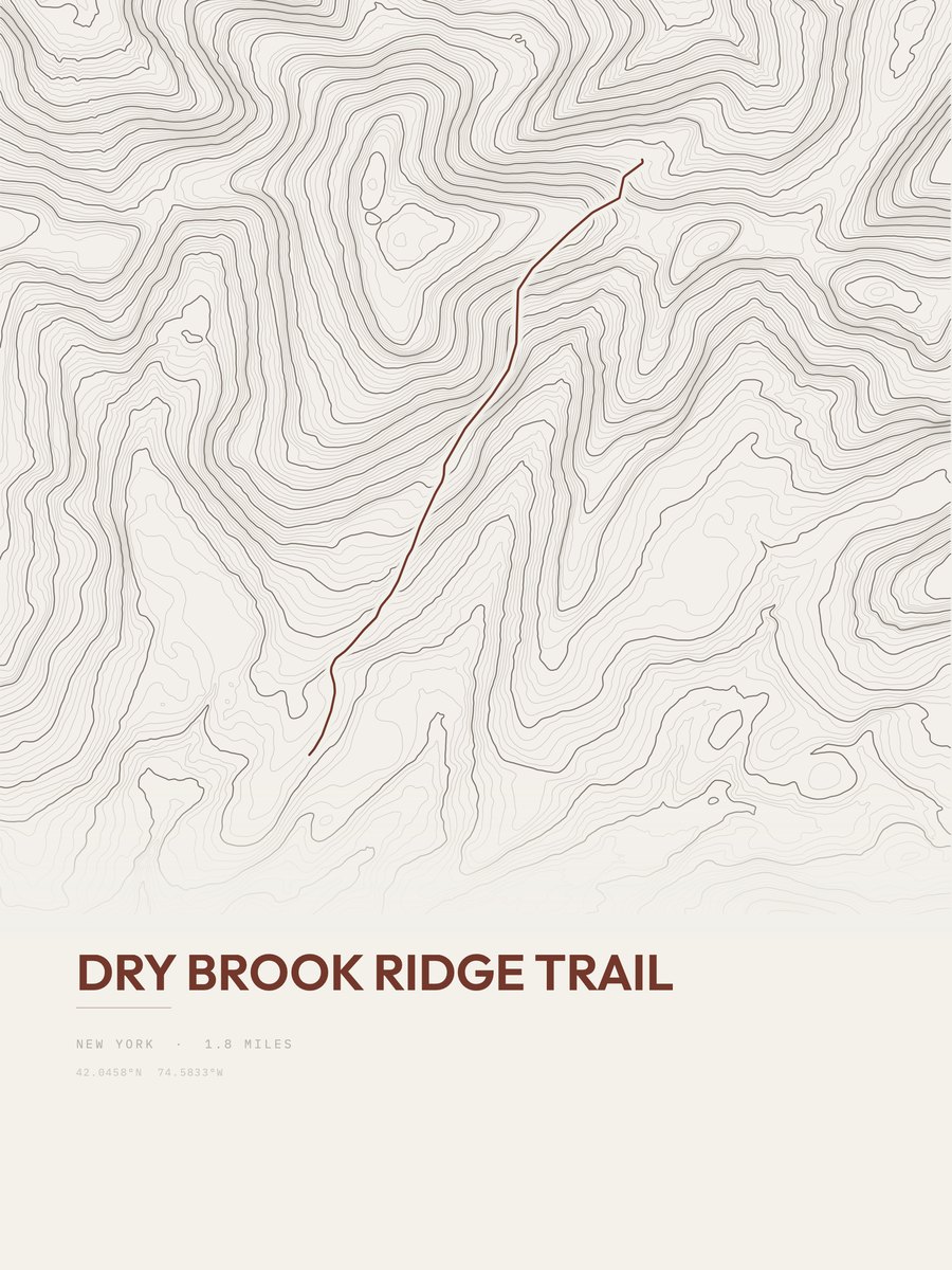 Dry Brook Ridge Trail Topographic print