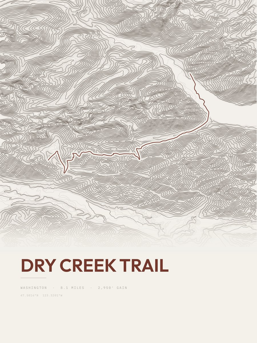 Dry Creek Trail topographic trail print