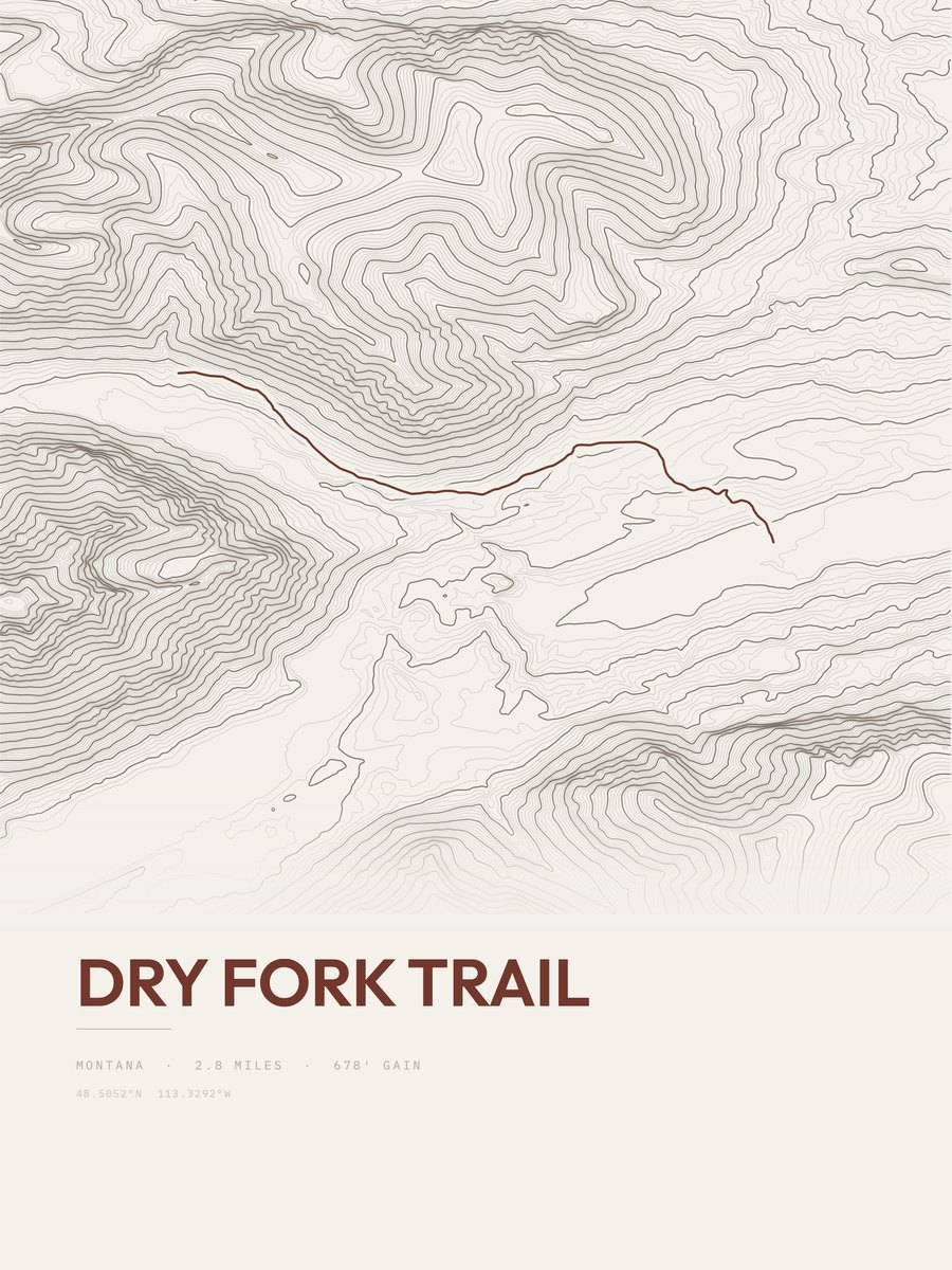 Dry Fork Trail Topographic print