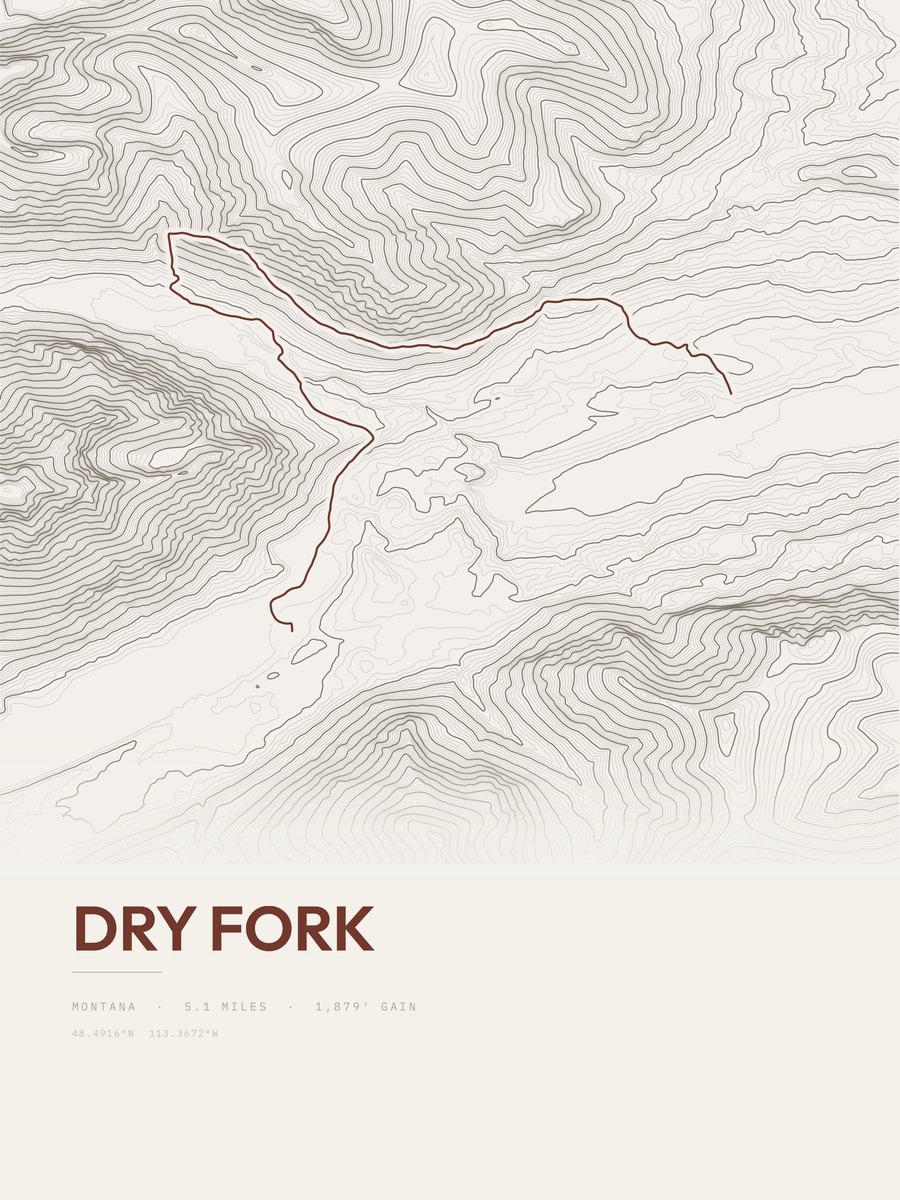 Dry Fork Topographic print