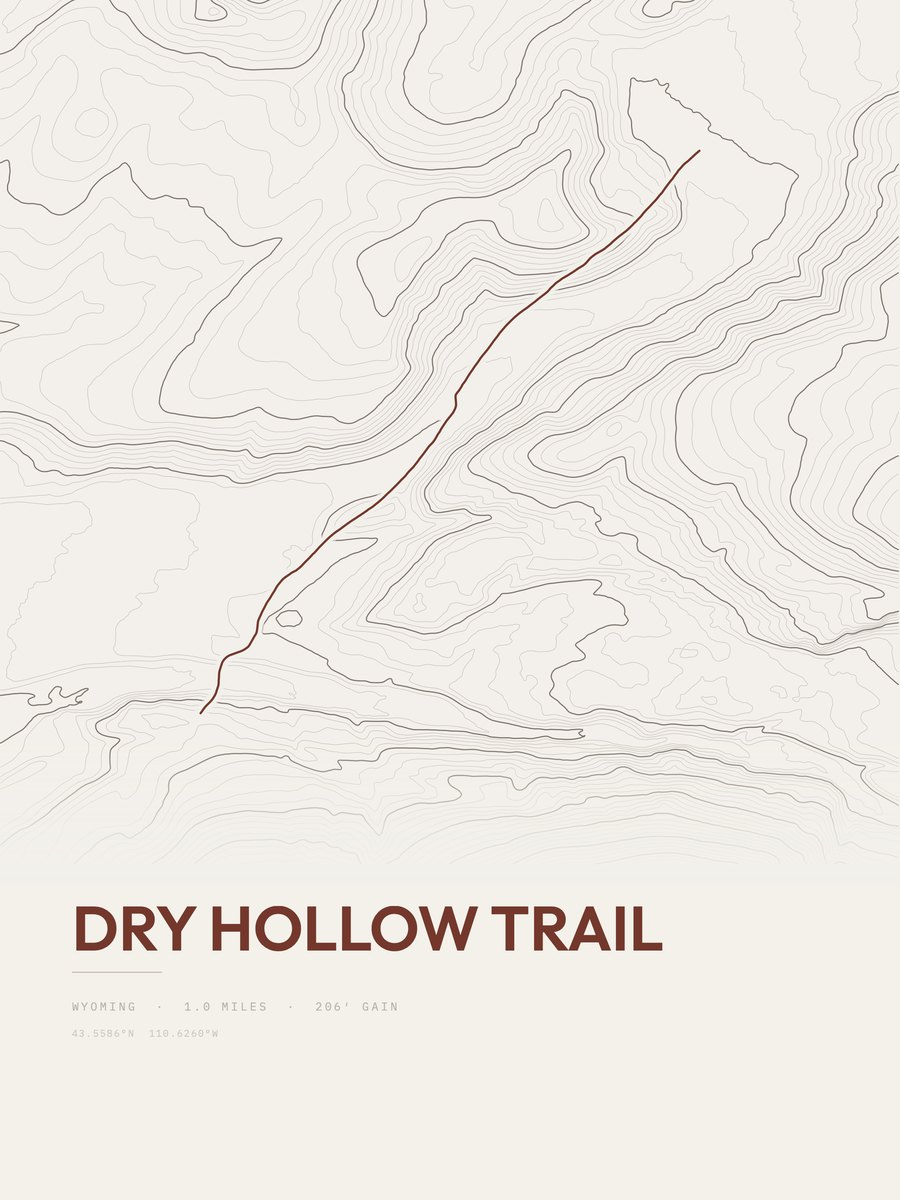 Dry Hollow Trail Topographic print