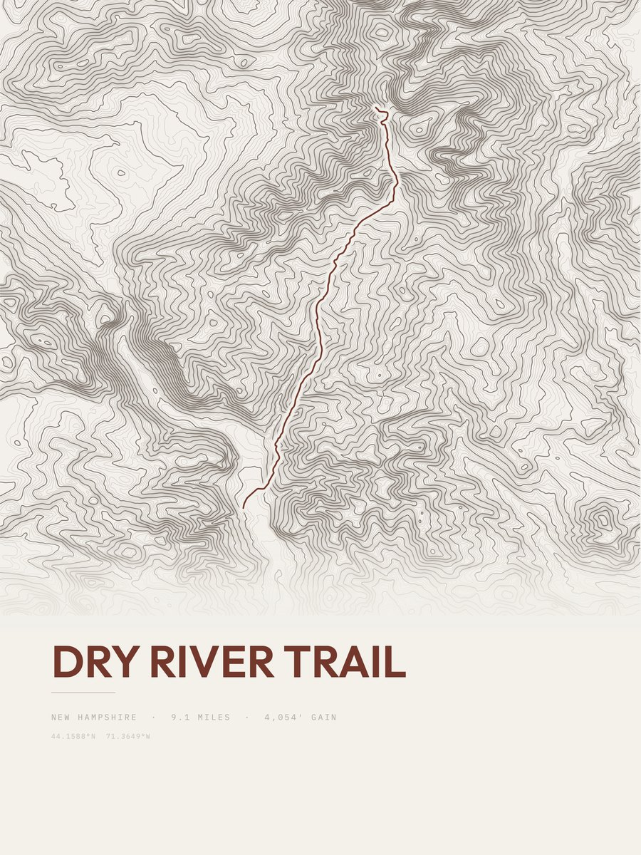 Dry River Trail topographic trail print