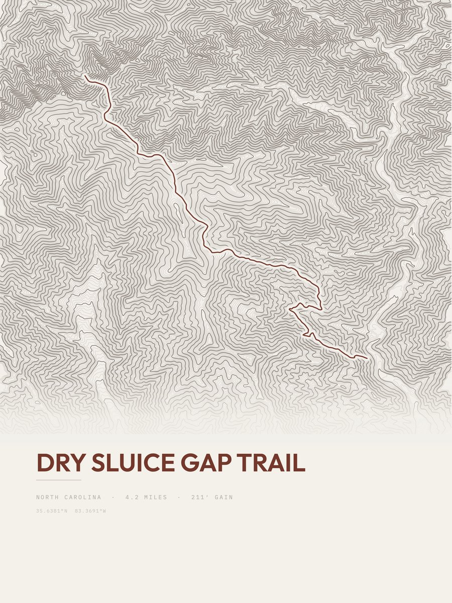 Dry Sluice Gap Trail Topographic print