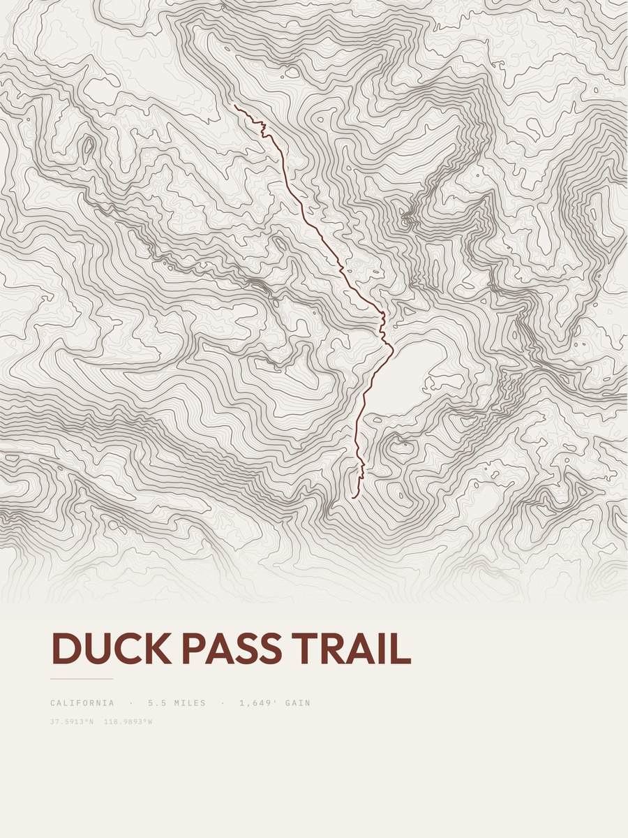 Duck Pass Trail Topographic print