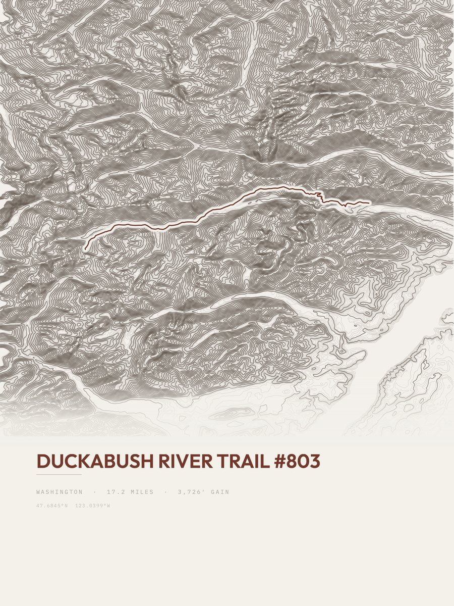 Duckabush River Trail topographic trail print