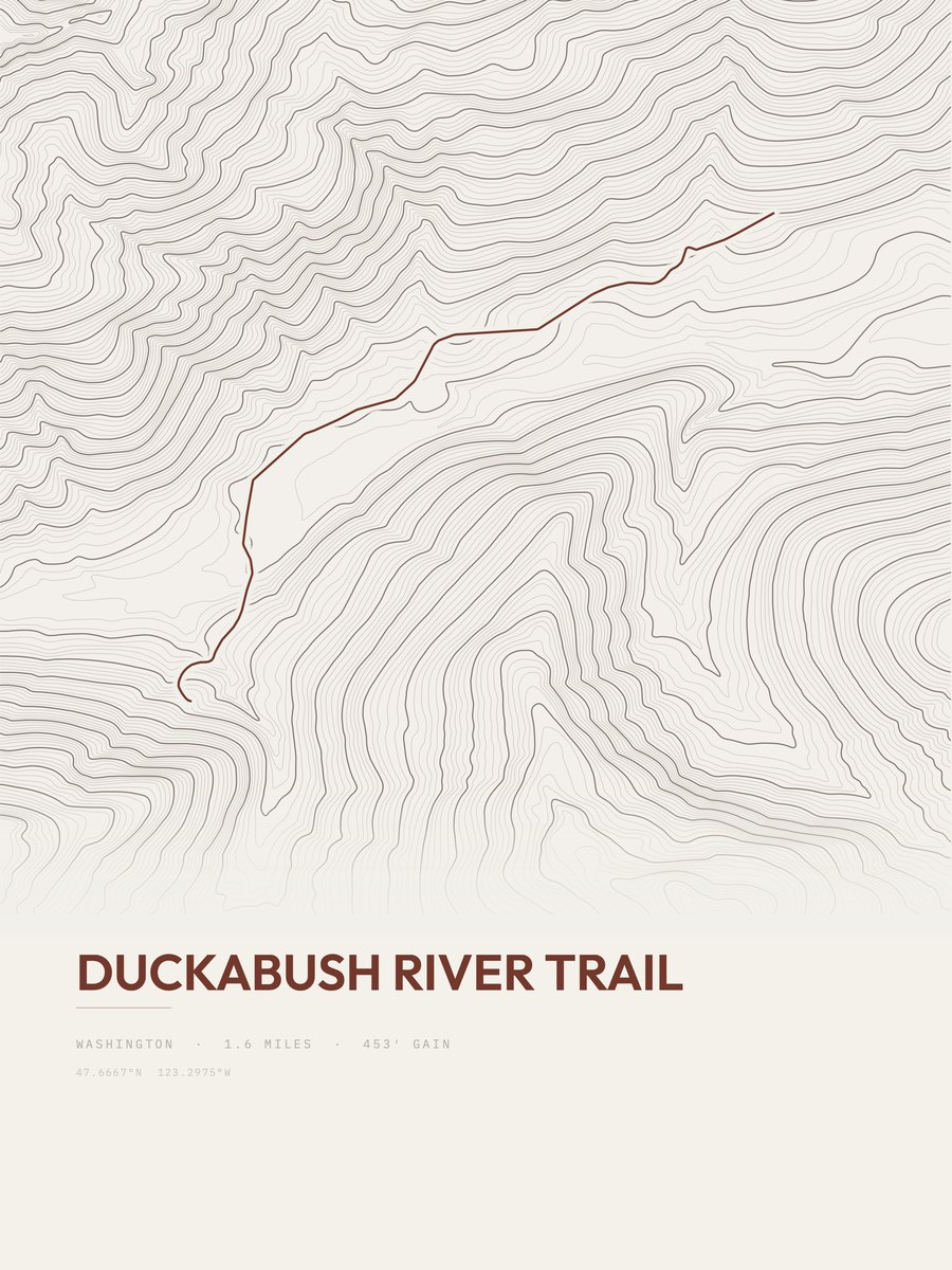 Duckabush River Trail topographic trail print