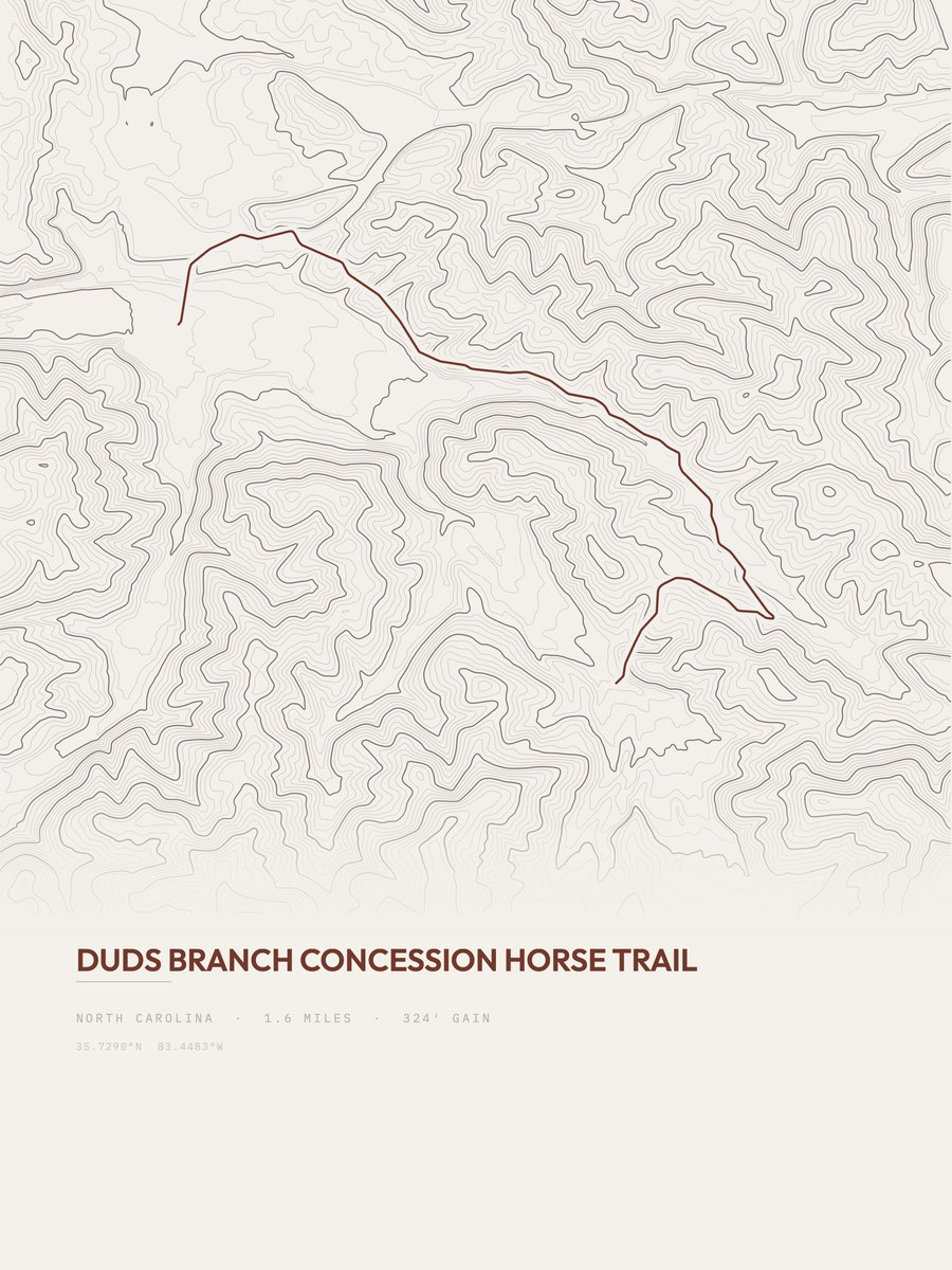 Duds Branch topographic trail print