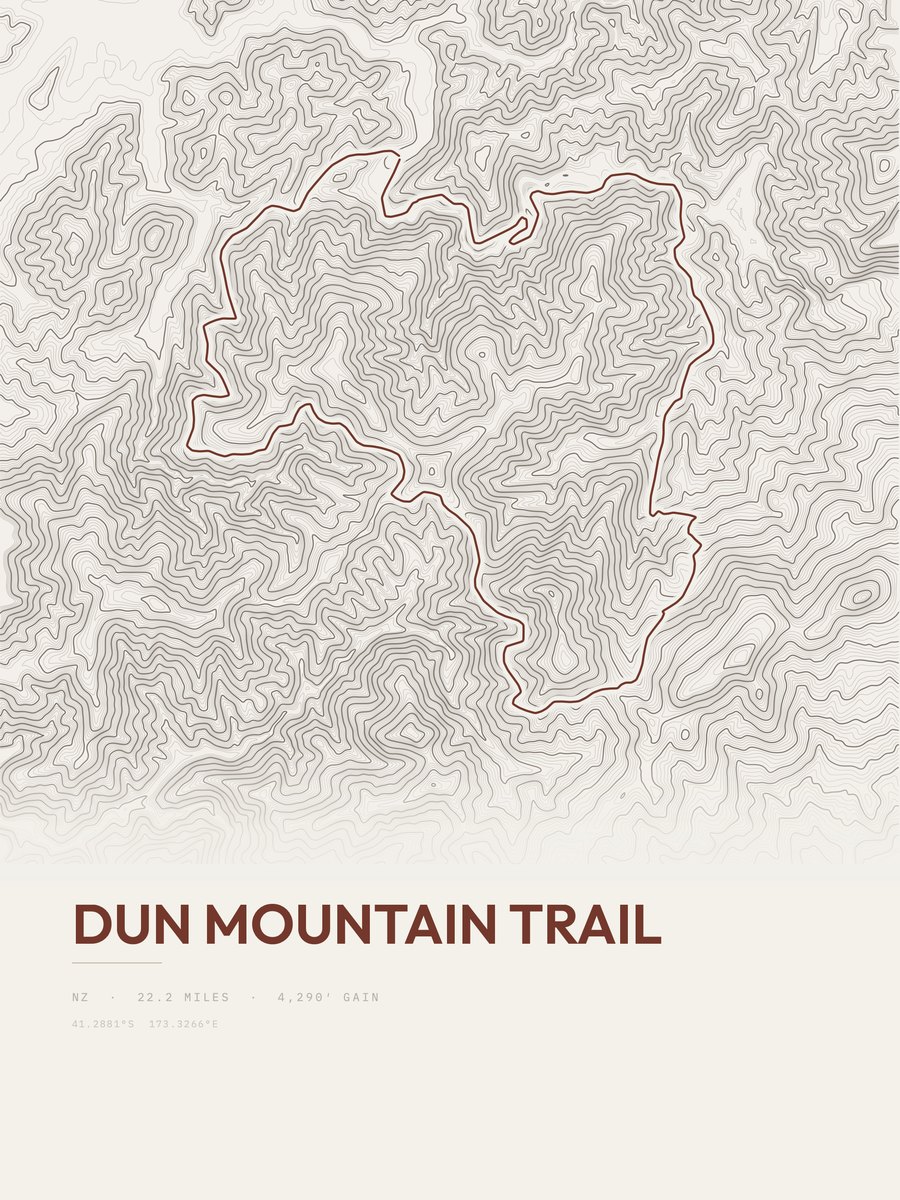 Dun Mountain Trail topographic trail print