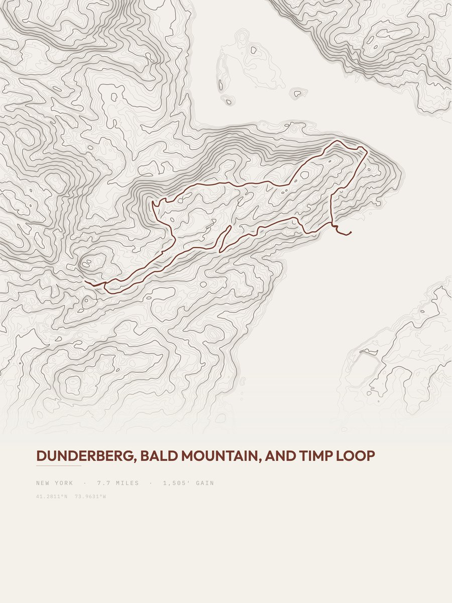 Dunderberg, Bald Mountain, Timp topographic trail print