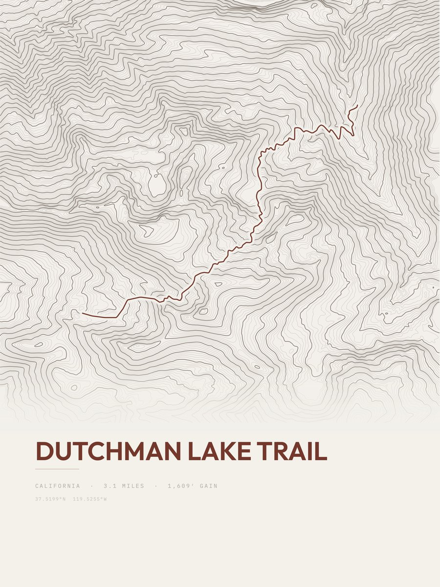 Dutchman Lake Trail Topographic print