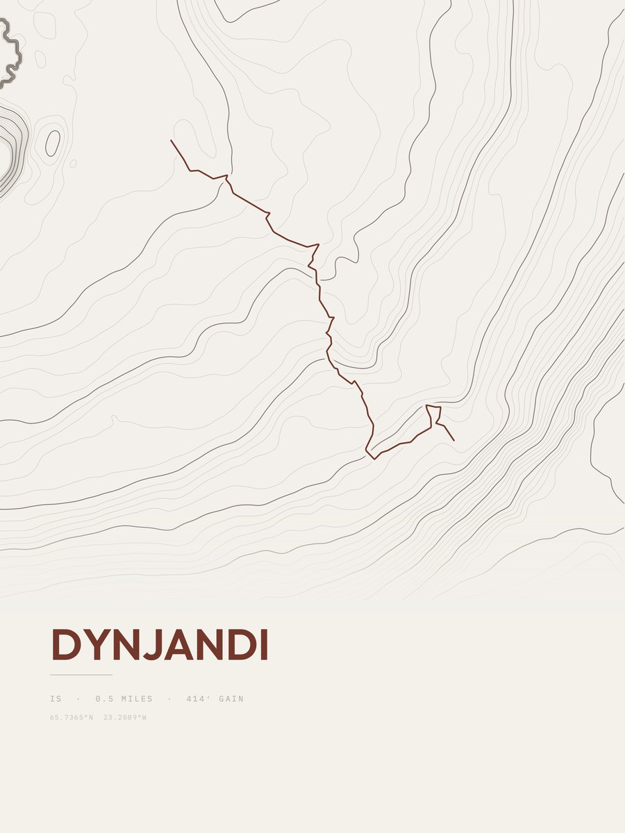 Dynjandi topographic trail print